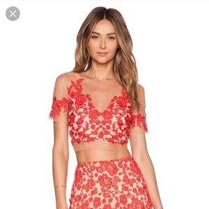 For Love And Lemons Red Luau Crop Top